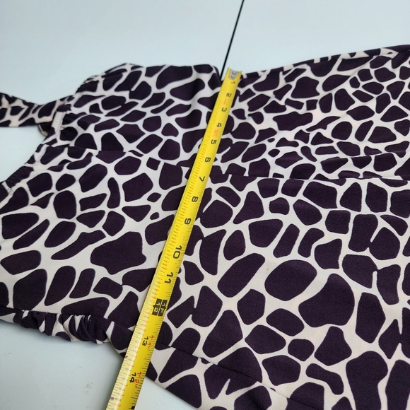 En Focus Giraffe Print Midi Dress Brown Cream Pullover Beaded Boho Chic Sz 6 - Picture 9 of 13